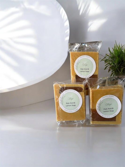 Natural Kojic Acid and Lemon Soap for Glowing Skin | Handmade Brightening Bar Glow Turmeric