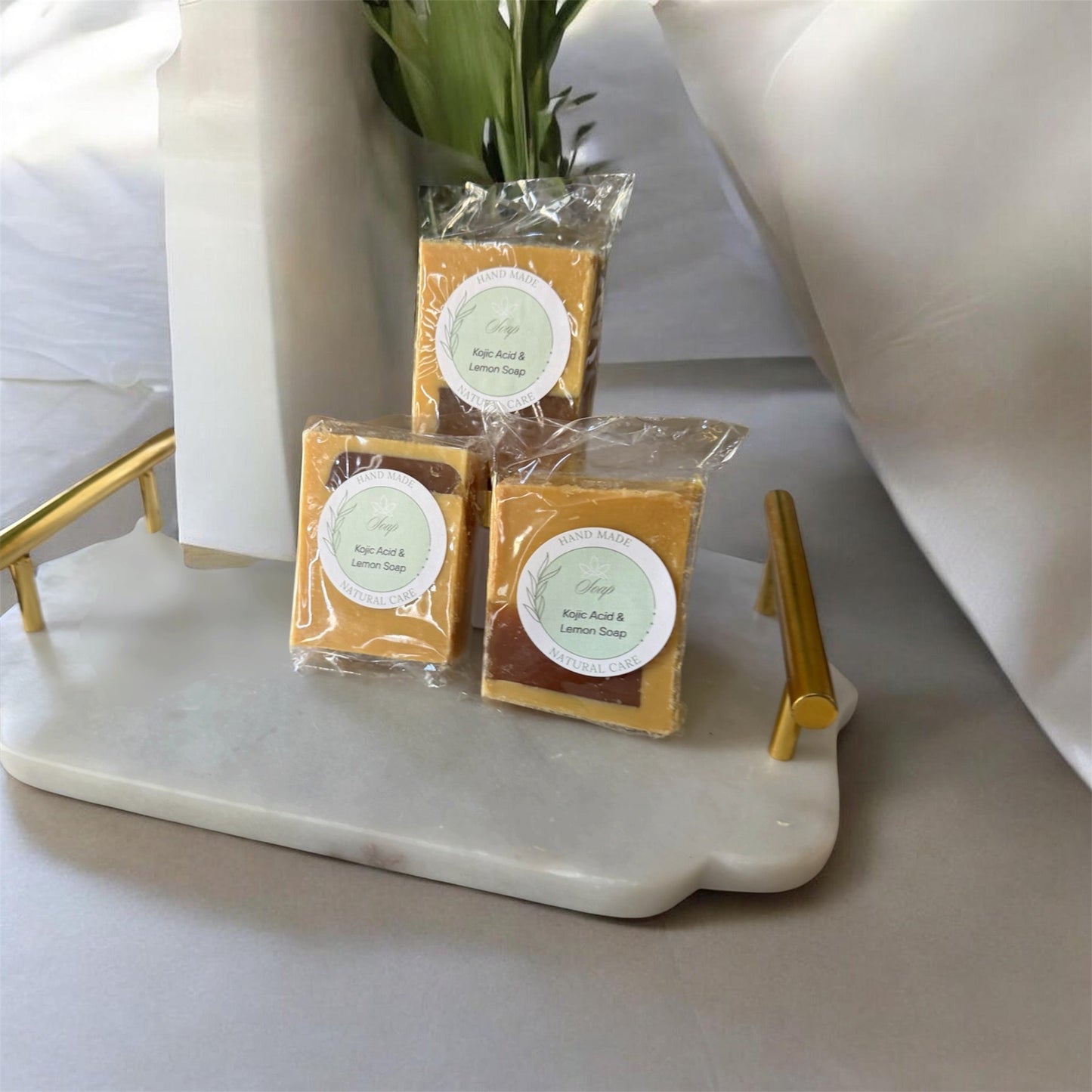 Natural Kojic Acid and Lemon Soap for Glowing Skin | Handmade Brightening Bar Glow Turmeric